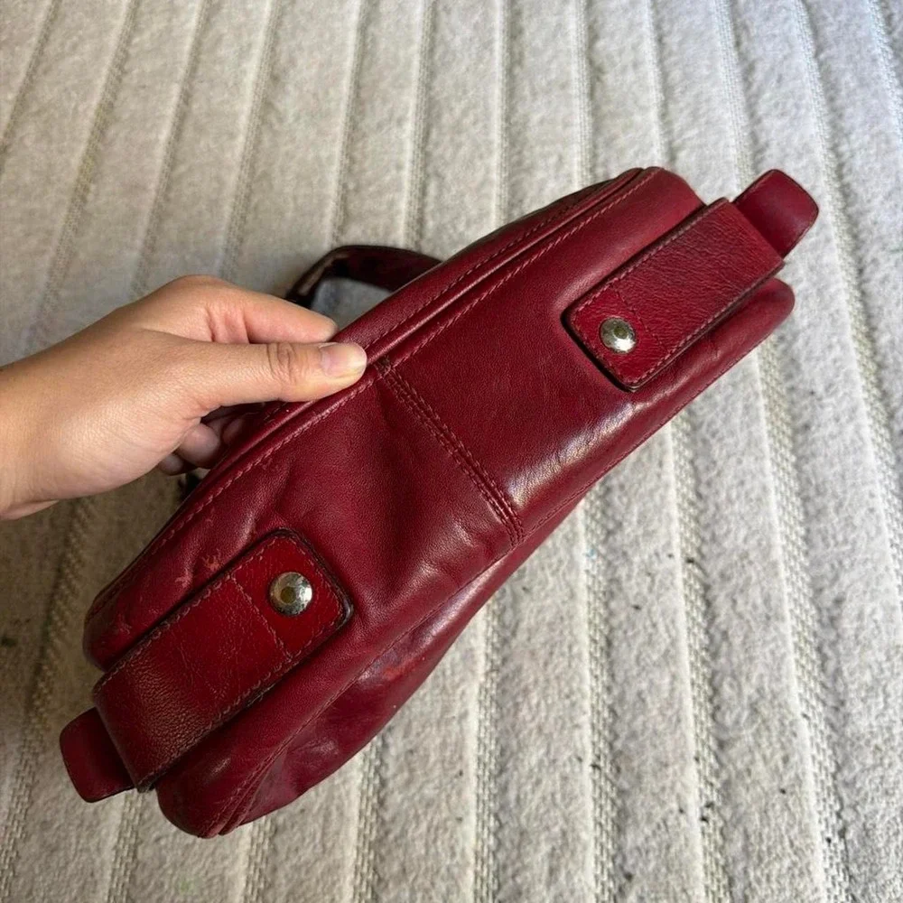 Coach VTG 2009 Red Leather Zoe Hobo Shoulder Bag Slouchy Y2k Purse F12671